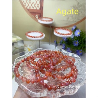 Agate  หินมงคล หินอาเกตธรรมชาติ สีแดง  นําโชค