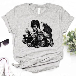 เสื้อยืด พิมพ์ลายการ์ตูนมังงะ Bruce Lee สไตล์ฮาราจูกุ สําหรับผู้หญิง