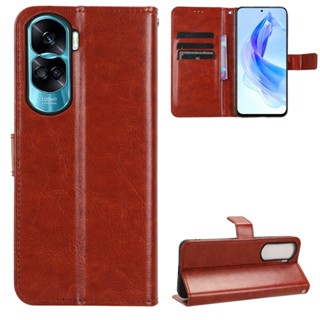 เคสโทรศัพท์หนัง PU ฝาพับ พร้อมช่องใส่บัตร และสายคล้อง หรูหรา สําหรับ Honor X50i 5G 90 Lite 5G