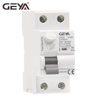 Geya GYL9 ประเภท A RCD แม่เหล็กไฟฟ้า Residual Current Circuit Breaker AC ELCB 2 เสา 40A 63A 30mA 100mA 300mA RCCB