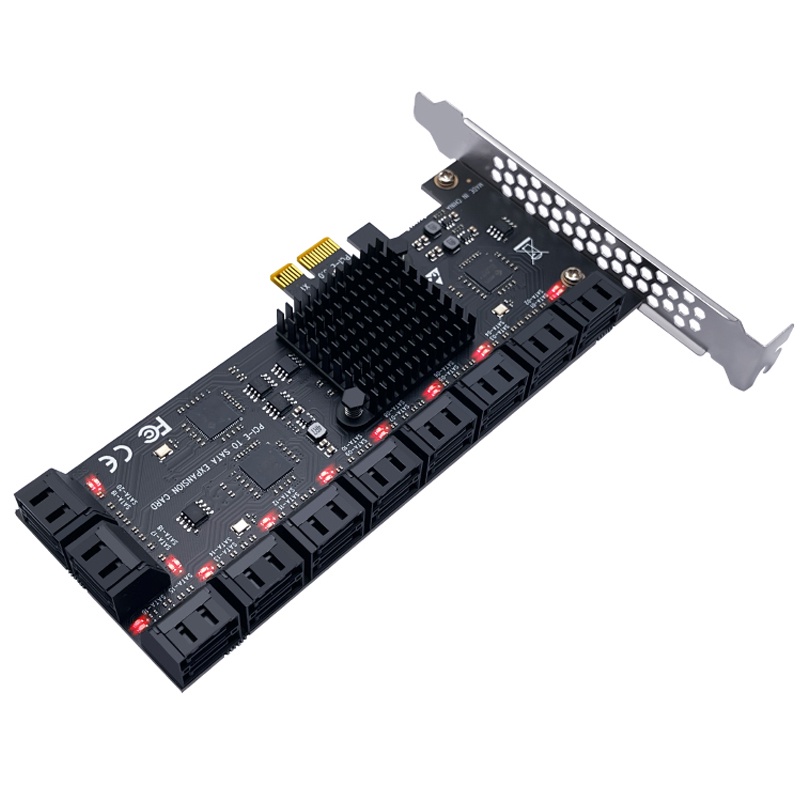 PCIE SATA อะแดปเตอร์ 20/16/12 พอร์ต PCI Express X1 ถึง SATA 3.0 การ์ดขยาย Riser เพิ่มบนการ์ดรองรับ PCI-E X4 X8 X16 สําหรับการขุด