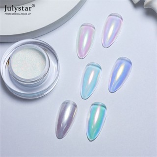 JULYSTAR Moonlight Powder 6 สี Nude Color Powder Ice Transparent Powder New Aurora Powder Manicure Magic Mirror Powder White Neon Powder