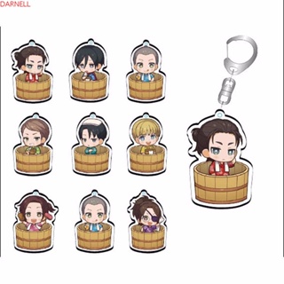 Darnell Attack on Titan พวงกุญแจสองด้าน น่ารัก จี้กระเป๋า ภายในรถ อุปกรณ์ตกแต่งภายในรถยนต์ Levi Ackerman Eren Jaeger Attack on Titan