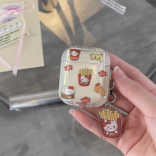 เคสหูฟังซิลิโคน แบบนิ่ม ลายการ์ตูนแมวเฟรนช์ฟรายส์ กันกระแทก สําหรับ Airpods Pro 1 2 3 Pro