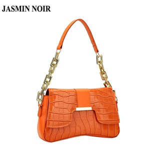 Jasmin NOIR กระเป๋าสะพายไหล่ กระเป๋าถือ ลายหนังจระเข้ มีสายโซ่คล้อง สําหรับสตรี