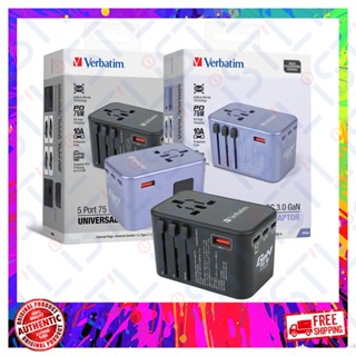 Verbatim 5 Port 75W PD 3.0 &amp; QC 3.0 GaN Universal Travel Adaptor