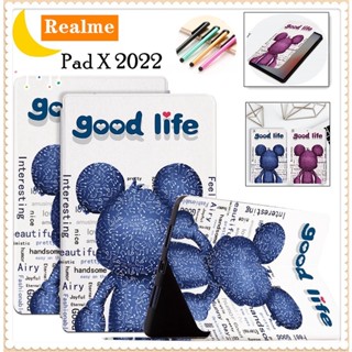 เคสหนัง ฝาพับ กันกระแทก ลายการ์ตูนน่ารัก พร้อมช่องใส่บัตร สําหรับ Realme Pad X 2022 Realme Pad X 5G 2022 10.95 นิ้ว