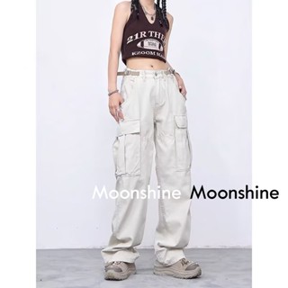 Moon กางเกงขายาว คาร์โก้ กางเกง เชือกอเมริกันคลาสิค Cargo pants 2023 NEW 071709