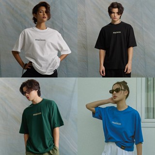 maison KEEPS maison Oversized Tee เสื้อยืดทรง oversized ลายปริ้นท์โลโก้ สีขาวครีม