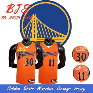 【BJS �� เลขที่ เสื้อกีฬาบาสเก็ตบอล ลายทีม Warriors 30CURRY สีทอง สีส้ม