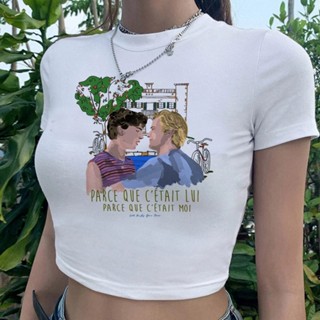 Call Me by Your Name เสื้อครอปท็อป สไตล์วินเทจ 90s แฟชั่นเกาหลี สําหรับผู้หญิง