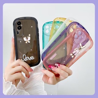 เคสโทรศัพท์มือถือแบบนิ่ม TPU ใส กันกระแทก กันรอยเลนส์กล้อง ลายผีเสื้อ คริสตัล หลากสี สําหรับ OPPO Reno10 Pro+ Pro Plus A78 NFC 4G 5G