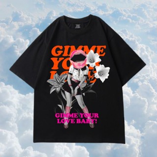 เสื้อยืดสีขาวGive ME YOUR LOVE GRAPHIC TEE - KAOS BAJU เสื้อยืดลําลอง สําหรับผู้ชาย ผู้หญิงS-4XL