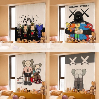 ✨Sesame Street kaws ผ้าแขวน💕 แฟชั่นย้อนยุค ผ้าม่านทึบแสง ม่านประตู, ผ้าตกแต่ง ผ้าแขวนผนัง ผ้ากันแสง❤มี 8 สี