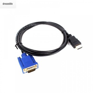 【DREAMLIFE】for PC HDTV Monitor Black HDMI VGA Cable Wire Code HD-15 D-SUB HDMI To VGA Cable