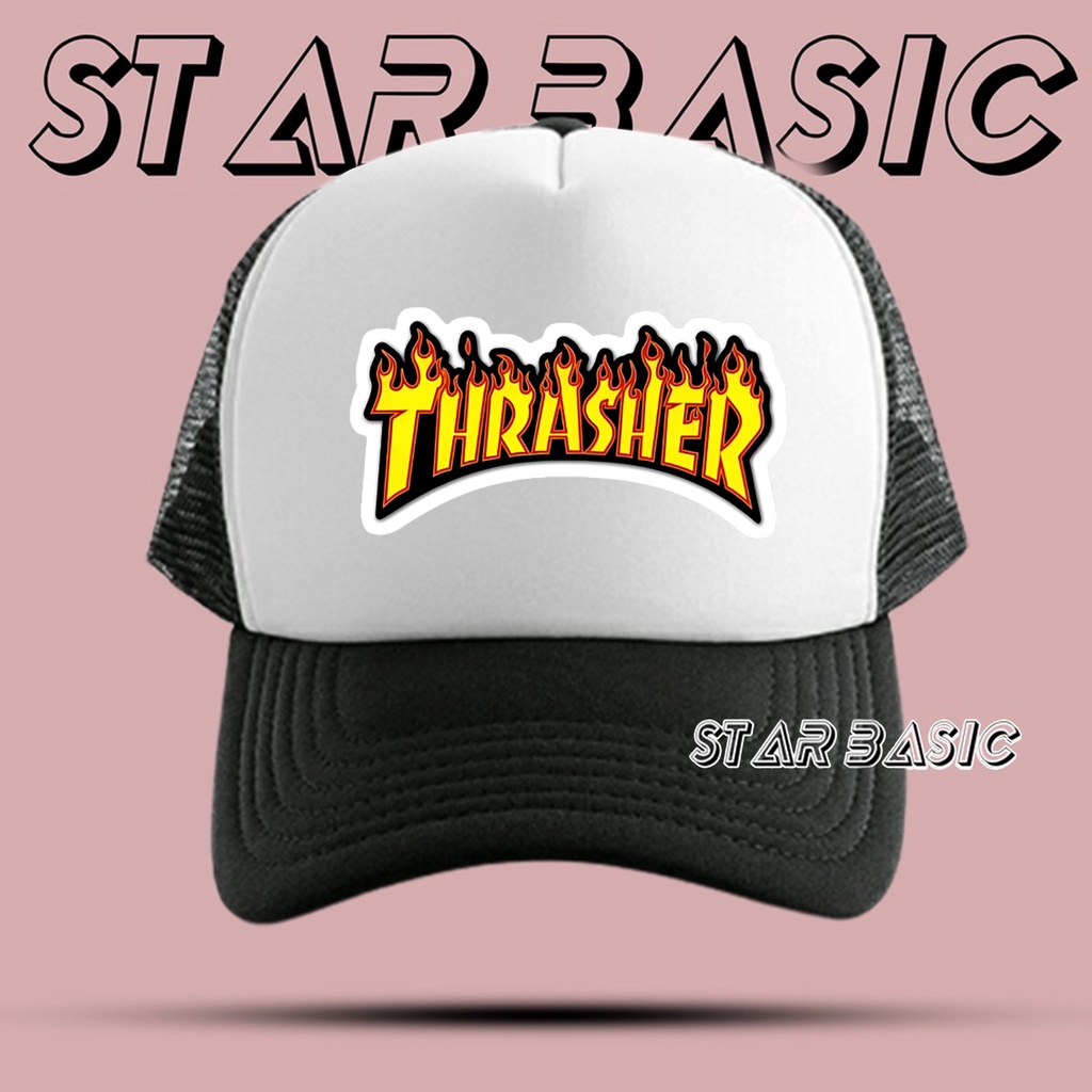 THRASHER Mesh Hat - Trucker Hat - Mens Mesh Hat - Mens Trucker Hat - Hat - Baseball Hat - Star basic