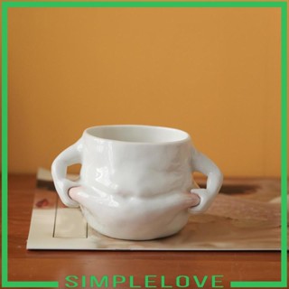 [Simple] แก้วกาแฟเซรามิค มีหูจับ ทนทาน สีขาว