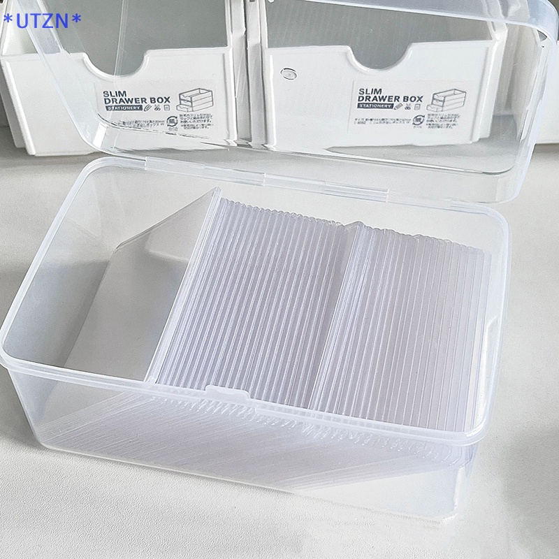 Utzn> ใหม่ กล่องเก็บโฟโต้การ์ด สติกเกอร์ใส ที่ใส่บัตรไอดอล เกาหลี จัดเก็บเครื่องเขียน จัดหมวดหมู่กล่อง