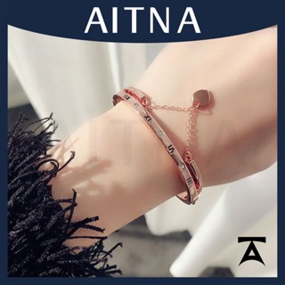 Aitna สร้อยข้อมือ ตัวเลขโรมัน พู่หัวใจ สําหรับเด็กผู้หญิง