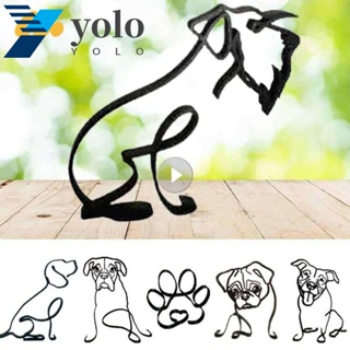 Yolo ประติมากรรมศิลปะ รูปสุนัขเหล็ก ขนาดเล็ก สีดํา แบบเรียบง่าย สําหรับตกแต่งบ้าน