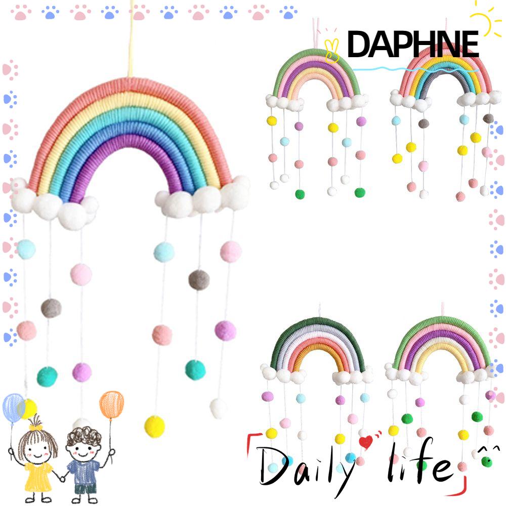 DAPHNE Crafts Rainbow Tapestry Photo Prop Clouds Wall Hanging Decor PomPom Handmade Woven Macrame Room Decoration Felt Ball