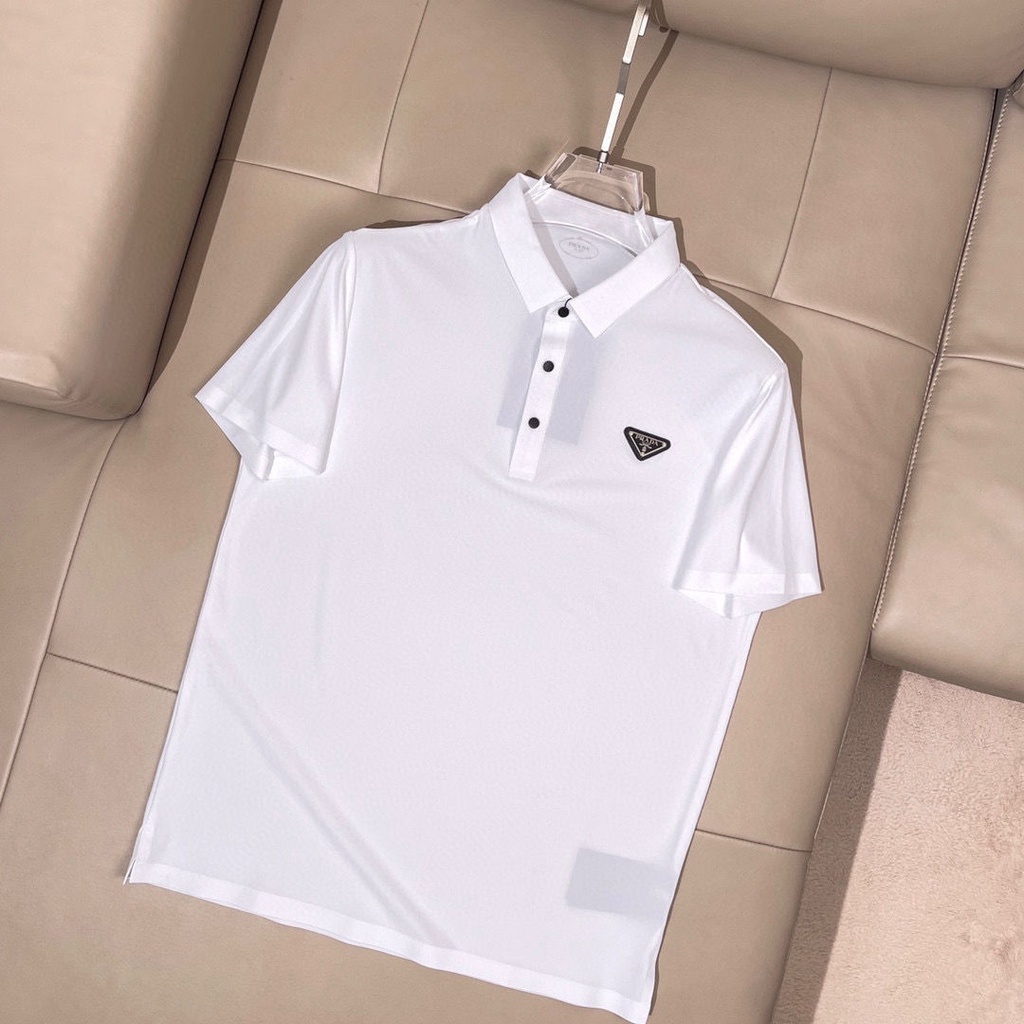 คุณภาพสูงผู้ชายและผู้หญิงเดียวกัน PRD แฟชั่นสบายๆผ้าฝ้ายแท้โลโก้ปักแขนสั้น POLO เสื้อคอปก + ป้ายแขวน