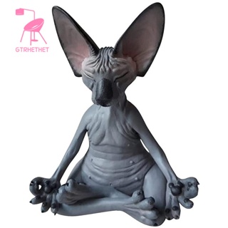 Sphynx รูปปั้นแมวนั่งสมาธิ แบบไร้ขน สําหรับตกแต่งสะสม