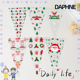 Daphne ถุงกระดาษแก้ว ทรงกรวย สามเหลี่ยม สีโปร่งใส สําหรับใส่ขนมขบเคี้ยว คริสต์มาส DIY 100 ชิ้น