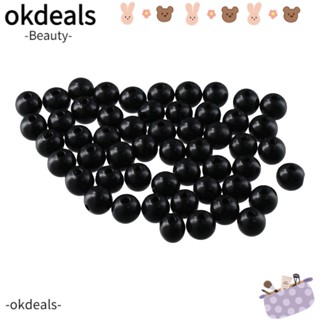 OKDEALS ลูกปัดไม้ ทรงกลม รูขนาดใหญ่ 5 มม. 20 มม. สีดํา สําหรับทําเครื่องประดับ 100 ชิ้น