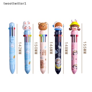 Twee Kawaii ปากกาลูกลื่น ลายสัตว์น่ารัก 10 8 สี หลากสี เครื่องเขียน สําหรับนักเรียน โรงเรียน สํานักงาน EN