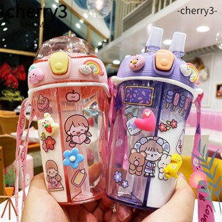 Cherry3 ขวดน้ํา แบบพกพา 430 มล. พร้อมหลอดดูดสองชิ้น