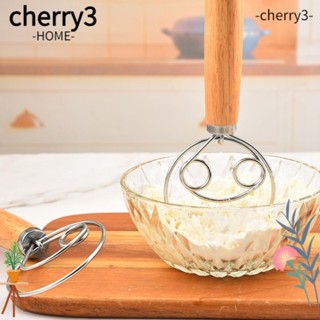 Cherry3 ไม้ตีแป้งโดว์ สเตนเลส ด้ามจับไม้ 13 นิ้ว อุปกรณ์เสริม สําหรับห้องครัว