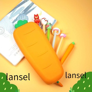 LANSEL กระเป๋าดินสอ ซิลิโคน แบบพกพา ลายแครอท แบบเรียบง่าย