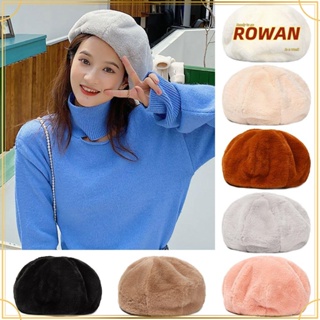 Rowans หมวกเบเร่ต์ ผ้ากํามะหยี่ขนนิ่ม ให้ความอบอุ่น สไตล์วินเทจ เหมาะกับหน้าหนาว สําหรับผู้หญิง