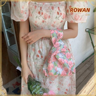 Rowans กระเป๋าถือ กระเป๋าใส่เหรียญ ลายดอกไม้ กระต่าย สตรอเบอร์รี่ ความจุสูง แฟชั่นสําหรับผู้หญิง