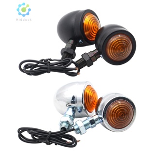 [Idduck.Th] ไฟเลี้ยว LED 12V IP66 สีเหลืองอําพัน สไตล์เรโทร อุปกรณ์เสริม สําหรับรถจักรยานยนต์ รถยนต์