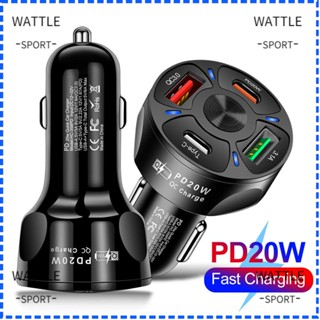 Wattle ที่ชาร์จในรถยนต์ Type-C USB PD 20W QC3.0 4 พอร์ต ชาร์จเร็ว