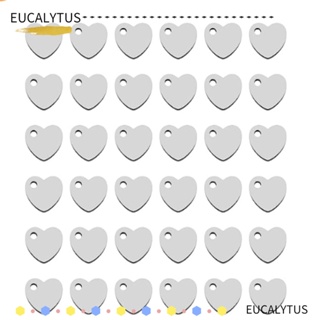 Eutus จี้สเตนเลสเปล่า รูปหัวใจ ขนาดเล็ก สีเงิน 10x9 มม. สําหรับทําเครื่องประดับ วันวาเลนไทน์ 100 ชิ้น