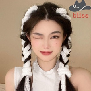 Bliss กิ๊บติดผม ผ้ากํามะหยี่ขนนิ่ม ถักด้านข้าง เรียบง่าย สไตล์เกาหลี พังก์ ฮิปฮอป Y2K