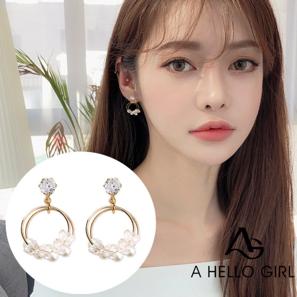A HELLO GIRL ต่างหูมุกเทียม สไตล์เกาหลี สําหรับผู้หญิง เครื่องประดับเด็กผู้หญิงสวัสดี