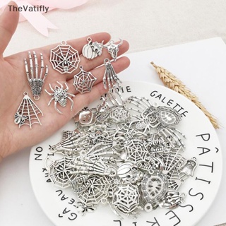 [TheVatifly] จี้รูปโครงกระดูกแมงมุม สีเงิน สไตล์ทิเบต 100 ชิ้น DIY