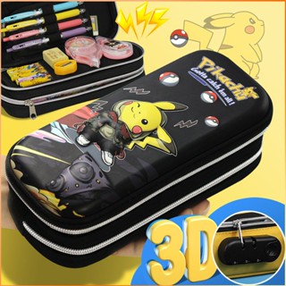 3d Eva กล่องดินสอความจุขนาดใหญ่พร้อมล็อครหัสผ่านน่ารัก Pokemon Pikachu กระเป๋าดินสอสำหรับเด็กผู้หญิงเด็กโรงเรียนเครื่องเขียนกล่องดินสอ -FE