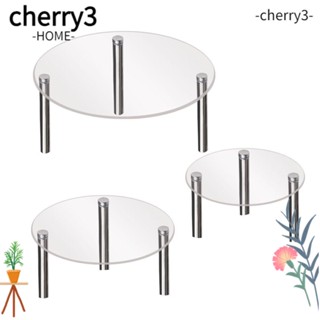 Cherry3 ขาตั้งกระจกนิรภัย ทรงกลม สําหรับวางเค้กแต่งงาน วันเกิด ปาร์ตี้ 3 ชิ้น