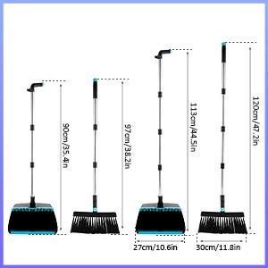 ชุดไม้กวาดและที่โกยผง ด้ามจับยาว 180° Shopsbc3221 แปรงกวาดพื้น และที่ตักขยะ แบบหมุนได้ พร้อมหวี ป้องกันกลิ่น พับได้