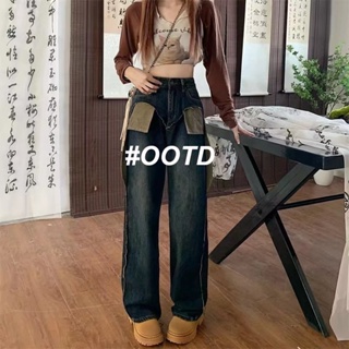 OOTD SHOP กางเกงขายาว กางเกงยีนส์ผู้หญิง ผู้หญิงแฟชั่นเกาหลีA97L1A3