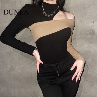 Dunea เสื้อยืด แขนยาว เปิดไหล่ ทรงสลิม เซ็กซี่ สําหรับผู้หญิง