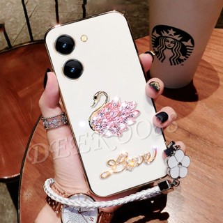 เคสโทรศัพท์มือถือนิ่ม ลายหงส์น่ารัก 3D พร้อมสายคล้องมือ สําหรับ VIVO Y78 Y36 Y27 Y02T Y02A Y02 5G 4G Y78 VIVOY36 VIVOY27