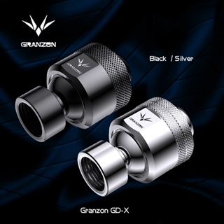 Granzon GD-X อะแดปเตอร์ข้อต่อเชื่อมต่อน้ําหล่อเย็น G1/4 นิ้ว ตัวผู้ เป็นตัวเมีย หมุนได้ 360 องศา สีดํา เงิน