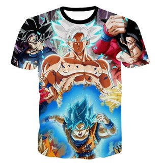 เสื้อยืดแขนสั้นลําลอง พิมพ์ลายอนิเมะ Dragon Ball 3 มิติ สําหรับผู้ชาย และผู้หญิง