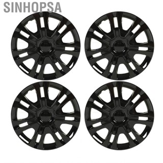 Sinhopsa 4PCS 15in Wheel Hubcap Black Stylish Snap On Universal Fit Rim Protector for Fiat 500 and Most Cars